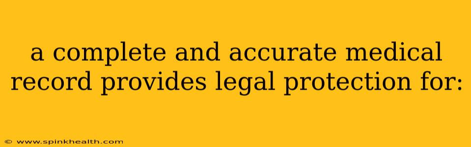 a complete and accurate medical record provides legal protection for: