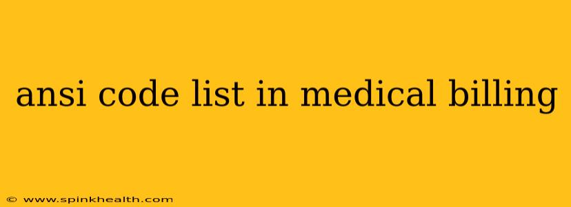 ansi code list in medical billing