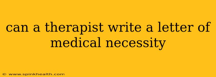 can a therapist write a letter of medical necessity