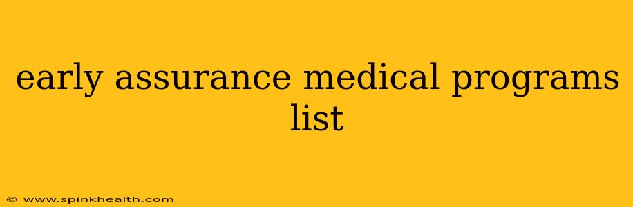 early assurance medical programs list