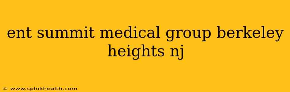 ent summit medical group berkeley heights nj