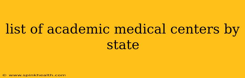 list of academic medical centers by state