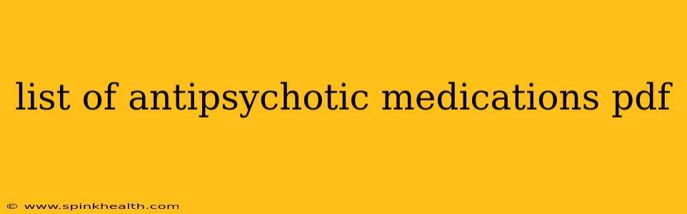 list of antipsychotic medications pdf