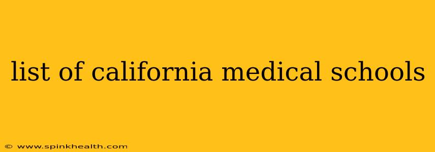 list of california medical schools