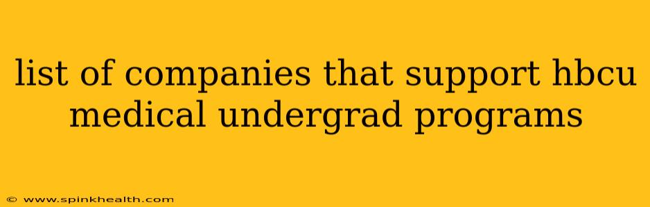 list of companies that support hbcu medical undergrad programs