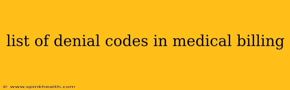 list of denial codes in medical billing