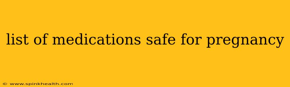 list of medications safe for pregnancy
