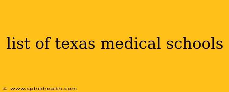 list of texas medical schools