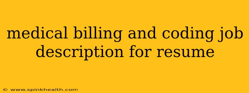 medical billing and coding job description for resume