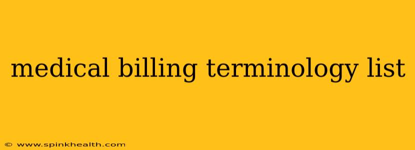 medical billing terminology list