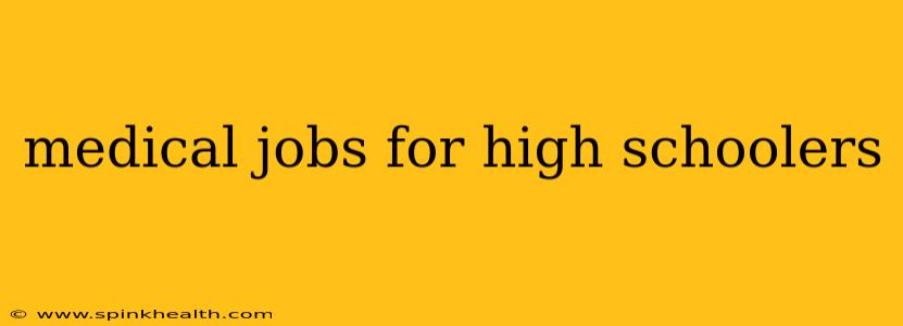 medical jobs for high schoolers