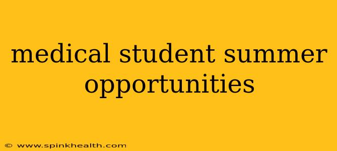 medical student summer opportunities