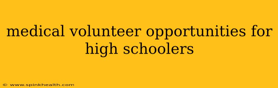 medical volunteer opportunities for high schoolers