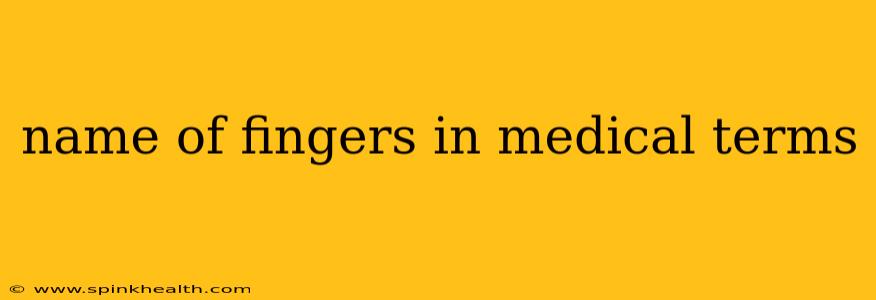 name of fingers in medical terms