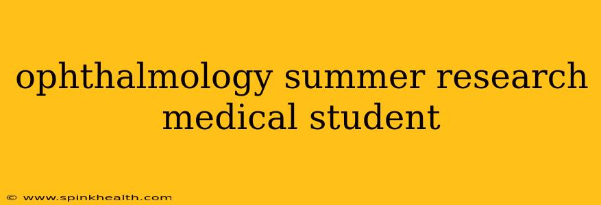 ophthalmology summer research medical student