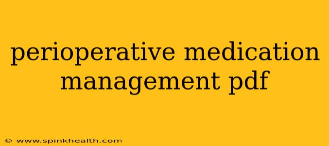perioperative medication management pdf