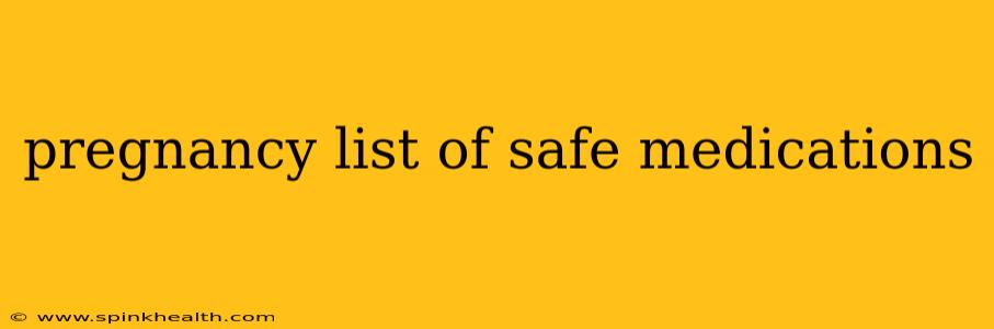 pregnancy list of safe medications