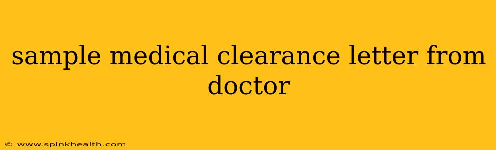 sample medical clearance letter from doctor