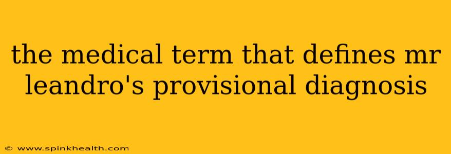the medical term that defines mr leandro's provisional diagnosis