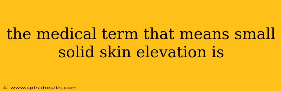the medical term that means small solid skin elevation is