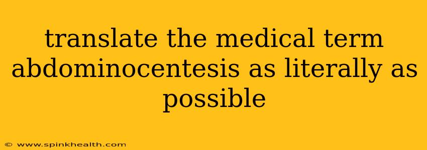 translate the medical term abdominocentesis as literally as possible