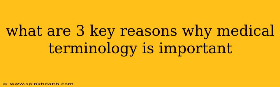 what are 3 key reasons why medical terminology is important