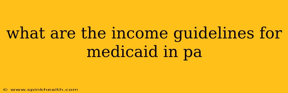 what are the income guidelines for medicaid in pa