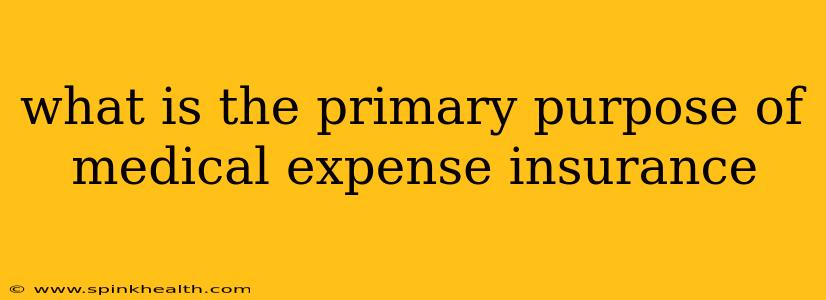 what is the primary purpose of medical expense insurance