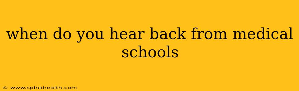 when do you hear back from medical schools